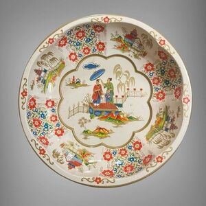 VINTAGE DAHER DECORATED WARE METAL ASIAN DISH